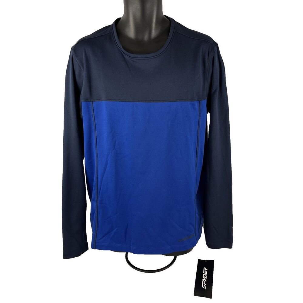 New Mens Spyder Charger Crew Long Sleeve Thermal T-Shirt Sz L NWT Electric Blue